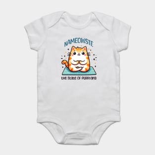 Na MEOW ste, the state of purrvana, cat yoga design Baby Bodysuit